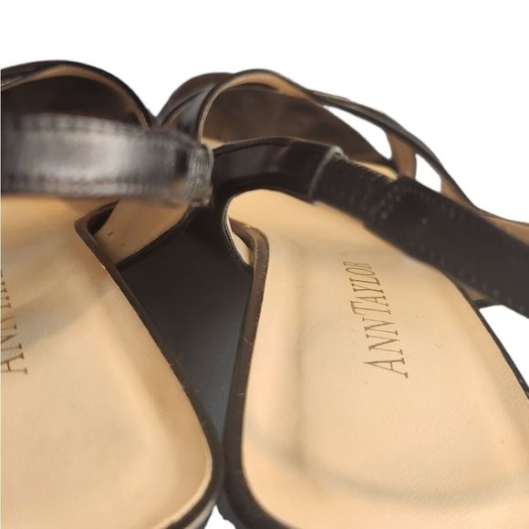 Ann Taylor Carolina Heels Open Toe Sandal Black Womens Size 7M - Picture 8 of 14
